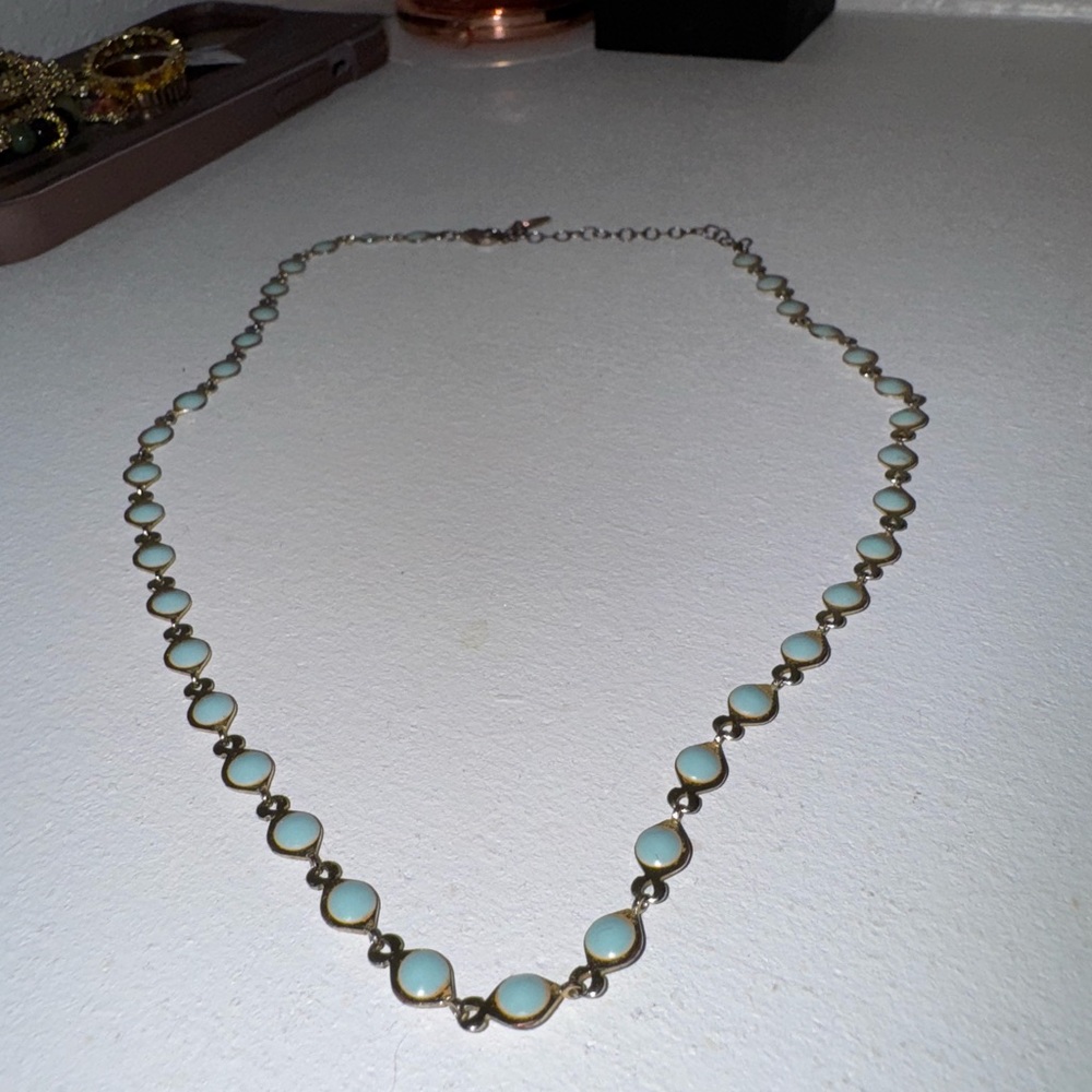 Anthropologie Gold and Blue Opalescent Necklace